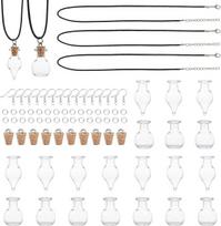 SUNNYCLUE 2 stiliai 20 vnt. mini stiklinių butelių norų auskarų gaminimo rinkinys Vaškuota medvilninė virvelė ir auskarų kabliukai Teardrop Round Clear Globe Charms Pendant for DIY Earring Necklace Jewellery Making