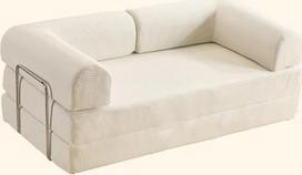 Suspaudimo sulankstoma sofa lova Konvertuojama laidinė sofa Karaliaus dydžio grindų miegamoji vieta 4-in-1 "pasidaryk pats" derinys Modulinė sofa putų su porankiu sofa Mažų kambarių svečių lova (180 cm / 70 colių, kreminė)