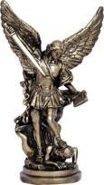 Šv. Mykolo Arkangelo statulėlė, 12 colių, Šv. Mykolo statulėlė, Šventojo arkangelo Mykolo statulėlė, nugalėjęs Liuciferį ir mindžikuojantis demoną, dervos „Mūšio angelo“ skulptūra, bronzinė kolekcinė skulptūra, religinės figūros, interjero dekoracija