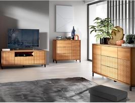 Svetainės baldų komplektas 3 dalių komoda Komoda Sideboard Lowboard TV lenta Svetainės spinta Modernus ąžuolas