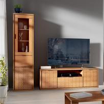 Svetainės baldų komplektas 2 dalių vitrina su žema lenta Svetainės spinta Svetainės baldai TV lenta Moderni ąžuolo spalvos