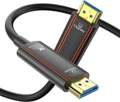 Šviesolaidinis HDMI kabelis, 5 metrai, ilgas 8K HDMI 2.1 kabelis, 48Gbps, itin didelės spartos, palaiko 8K @ 60 Hz, 4K @ 240 Hz, HDR10/eARC/HDCP 2.2 ir 2.3/3D, suderinamas su PS5, Xbox, HDTV, monitoriumi ir projektoriumi