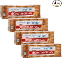 Sviestiniai sausainiai "Petit Beurre" 4 x 225 g Papadopoulos Delikatesiniai kepiniai iš Graikijos + 20 ml Jassas alyvuogių aliejaus