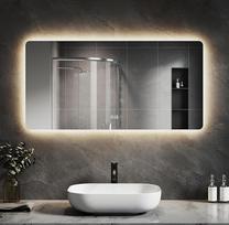 SVNR vonios veidrodis – 120 x 60 cm LED kosmetinis veidrodis su 4 mm stiklu be vario, aliuminio rėmu, dvigubu jutikliniu valdymu, 3000 K – 6400 K, išmanusis LED veidrodis