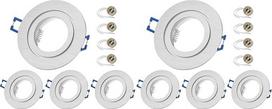 Sweet Led 4x Einbaustrahler GU10 - Aliuminis IP44 Spritzwassergeschützt - Ø68mm - Einbaurahmen für Bad & Küche - Deckenspot rund - Ohne Leuchtmittel - Silber gebürstet - 230V (Packung mit 2)