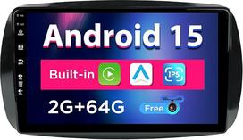 SXAUTO Android 13 IPS automobilinis radijas "Benz Smart 453 Fortwo" (2014-2020) - Integruotas "CarPlay" / "Android Car" - Nemokama atbulinės eigos kamera - 2G + 32G - Valdymas vairu DAB Fast Boot WiFi DSP - 2 DIN 9 colių