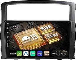 SXAUTO Android 15 [6G + 128G] IPS automobilinis radijas "Mitsubishi Pajero 4 V80 V90" (2006-2014) - Integruotas "Carplay"/"Android Car" - LED kamera + MIC 360-CAM DAB vairo valdymas Fast Boot WiFi - 2 DIN 9