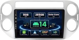 SXAUTO ¦8G+256G ¦ „Android 16“ IPS automobilių radijas, skirtas „VW Tiguan 1 NF“ (2006–2017) - Įmontuotas „CarPlay“ / „Android Auto“ / DSP - Kamera + mikrofonas - DAB, valdymas nuo vairo, greitas įkėlimas, 360° kamera, „Wi-Fi“ - 2 DIN, 9 colių - Sidabrinė
