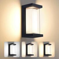 SYZM „Light“ LED sieninis šviestuvas, lauko sieninis šviestuvas, 24 W, reguliuojamas, 3 šviesos spalvos, IP65 atsparumas vandeniui, lauko sieniniai šviestuvai, vidaus sieniniai šviestuvai, lauko aliumininis stačiakampis, skirtas svetainei, sodui, verandoj