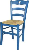t m c s "Tommychairs Cuore" virtuvės ir valgomojo kėdė, tvirta konstrukcija, pagaminta iš buko medienos, dažyta anilino mėlyna spalva, šiaudų spalvos sėdynė