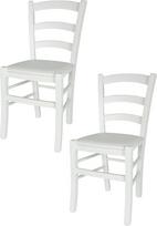 t m c s „Tommychairs Venezia“ kėdės virtuvei ir valgomajam, tvirta konstrukcija iš bukmedžio, padengtos nepermatomu baltu laku, sėdimoji dalis apmušta balta dirbtine oda, 2 vnt. rinkinys