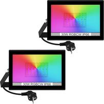 T-SUNUS LED prožektorius RGB, 30 W RGB prožektorius lauke su "Bluetooth" programėlės valdymu, atsparus vandeniui IP66, 16 milijonų spalvų, grupavimo laikmatis sodui, vakarėliui, diskotekai
