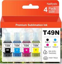 T49N1 T49N1 T49N2 T49N3 T49N4 "Premium" sublimacinis suderinamas spalvotas vandens pagrindo buteliuko rašalas, skirtas "SureColor SC-F100 SC-F160 SC-F500 SC-F501 SC-F560 SC-F150 SC-F550" spausdintuvui
