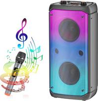 TAMPROAD Portable Bluetooth Speaker with Subwoofer, 80W Powerful Peak, Large Wireless Bluetooth Boombox with Stereo Sound, Microphone, LED Lights, for Outdoor Home, Party,