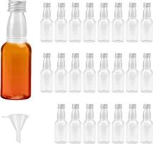 TANCUDER 24 mini buteliukų pakuotė, maži šnapso buteliukai, 100 ml buteliukai alkoholiui pilstyti, plastikiniai sulčių buteliukai su juodu dangteliu ir piltuvėliu gėrimams ar vynui laikyti