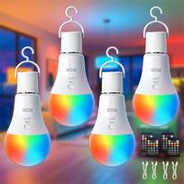 TaoFiaCo E27 įkraunama lemputė su baterija - įkraunama lemputė su nuotolinio valdymo pulteliu 7W - stovyklavietės lempa USB RGB Dimmable - mygtuko valdymas Lauko avarinė šviesa Pack of 4