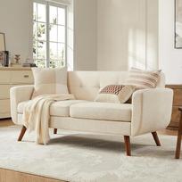 Tbfit 67" B Loveseat Sofa, vidurio amžiaus modernaus apdailos meilės sėdynės sofos gyvenamajame kambaryje Buttoned Paminkštinta maža sofa miegamajam Tvirta ir paprasta naudoti