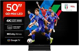 TCL 50Q7C 50 colių QD Mini LED televizorius, 4K HDR Premium 2000, „Smart TV“ su „Google TV“ palaikymu (Dolby Vision IQ ir Atmos, HVA ekranas, 144 Hz „Motion Clarity Pro“, balso valdymas be rankų)