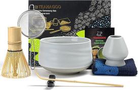 TEANAGOO Matcha rinkinys, Matcha šluotų rinkinys, Matcha arbatos rinkinys, Matcha dubenėlis, Matcha šluotelė, kastuvėlis, sietelis, Matcha šluotų laikiklis, Matcha šluotų stovas, 7 dalys, Matcha arbatos rinkinys, N1, dramblio kaulo baltumo