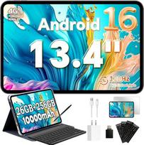 TECLAST planšetinis kompiuteris T65Case 13,4 colių 120 Hz ekranas, 10000 mAh, "Android" 16 planšetinių kompiuterių, 26GB RAM + 256GB ROM (4 TB TF), 4G LTE Dual SIM, Widevine L1/13MP/GPS, Gemini AI planšetiniai kompiuteriai su klaviatūra, dėklu, rašikliu