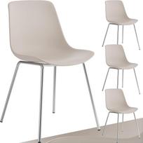 tectake 4 valgomojo kėdžių rinkinys, modernus dizainas, plastikinės kėdės su plonomis plieninėmis kojomis, ergonomiškos virtuvės kėdės su neslystančiais dangteliais, patogios biuro kėdės, lengvai valomos - Taupe/Chrome
