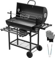 TEENO BBQ grilis medžio anglių kepsninė su grotelėmis XXL Didelio dydžio pirštinės nuo užsidegimo Termometras Pelenų stalčius Reguliuojamas vėdinimo velenas (su vištienos kepsnine)