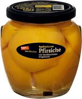 tegut… Aukščiausios kokybės, rankomis atrinkti gurmaniški persikai (pusės vaisių) – su vanile, rafinuoti, 1 x 580 g (sausasis svoris), 1 x 330 g