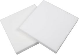 TEHAUX 2 vnt. didelio tankio baltos spalvos baldinės putos, 40x40x5 cm, kvadratinės formos, skirtos sofos pagalvėlių pakeitimui, universaliai pritaikomos biure ir savarankiškuose projektuose, siekiant sumažinti įdubimus