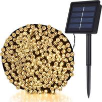 TEKLED® saulės energija maitinamos girliandos, 200 dekoratyvinių LED lempučių, atsparios vandeniui, skirtos naudoti viduje ir lauke, 200 m ilgio su saulės baterija, šiltos baltos spalvos, skirtos terasai, sodui, kiemui, namams, Kalėdų eglutei, vakarėliui,