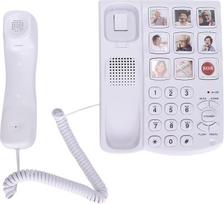 Telefonas su dideliais mygtukais vyresnio amžiaus žmonėms, laidinis fiksuotojo ryšio telefonas LD-858HF su SOS mygtuku, iš anksto įrašytais numeriais ir laisvų rankų funkcija, skirtas vyresnio amžiaus žmonėms