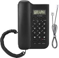 Telefonas su laidu, stacionarusis telefonas su laidu, laidinis namų telefonas, laidinis stalinis sieninis telefonas namuose arba viešbutyje, biure, stacionarusis telefonas (juodas)