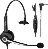 Telefoninės ausinės su 2,5 mm jungtimi, mikrofonu, triukšmo slopinimu ir garsumo reguliatoriumi, suderinamos su „Panasonic“, „Cisco“, „Polycom“ ir „Gigaset“ įrenginiais. Telefoninės ausinės su 2,5 mm jungtimi