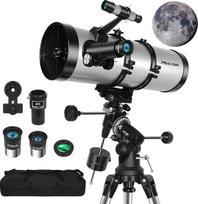 Teleskopas, 150EQ Newtono reflektorinis teleskopas, profesionalus astronomijos teleskopas suaugusiesiems ir pradedantiesiems, astronominis veidrodinis teleskopas su ekvatoriniu laikikliu, mobiliojo telefono laikikliu, trikoju, mėnulio filtru ir nešiojimu