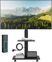 Televizoriaus stovas su ratukais ir lizdu, 37–75 colių, 50 kg, maks. VESA 600 x 400 | Televizoriaus kojelės su paslėpta laidų tvarkymo sistema, reguliuojamo aukščio, pasukamos, pakreipiamos, ±3° pakreipimas, lengvas montavimas, juodos spalvos