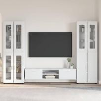Televizorius „Florin“, 3 dalių komplektas, baltas, medinis, stačiakampio formos, šiuolaikinio dizaino, matinis paviršius, didelė saugojimo erdvė, skirtas svetainei, biurui, miegamajam,