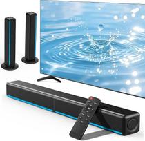 Televizoriui skirta garso juosta su RGB, 2,2 kanalų, 180 W didžiausia galia, HDMI ARC | Atskiriama „2-in-1“ televizoriaus garso juostos komplektas su „Bluetooth 5.3“, 3 ekvalaizerio režimais, reguliuojamais žemais dažniais, optiniu, AUX ir USB jungtimis