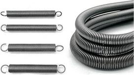 Tempimo spyruoklės, 5 vnt. iš spyruoklinio plieno su kabliukais, tempimo spyruoklės viela, skersmuo 1, 2 mm (9 mm, 150 mm)