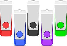 TEWENE USB atmintinė, 32GB, USB 2.0 atmintinė su raktų pakabuku ir lipduku, skirta kompiuteriams, automobiliams ir televizoriams, 5 vnt. rinkinys