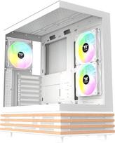 Thermaltake View 270 Plus WS ARGB ATX Midi-Tower kompiuterio korpusas - grūdinto stiklo priekis ir šonai, medžio akcentas, 3 x 120 mm ARGB Lite (2 reversai), USB-C, 360 mm radiatorius, sniego baltumo