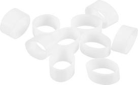 Tiekimo schema: 200 vnt. silikoninių guminių juostelių, 5 mm x 8,5 mm dydžio guminių juostelių, žiedų, kabelių surišiklių, baltos spalvos