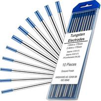 TIG suvirinimo elektrodai iš volframo WL20/EWLa-2, su 2 % lantano priedu, mėlynos spalvos galiuku, 1,6 x 175 mm ir 2,4 x 175 mm, volframo elektrodų strypai, skirti WIG suvirinimo aparatams, pagaminti iš saugios pramoninės medžiagos (10 vnt. pakuotė)