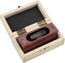 Tikslus plieninio rėmo gulsčiukas su 0,02 mm/m skiriamąja geba, skirtas mašinų gamybai ir pramoniniams matavimams, su mediniu dėklu, 150 mm (100 mm)