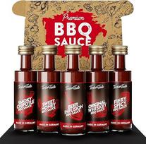 TIMBER TASTE Čili padažo dovanų rinkinys [5 x 40 ml] - BBQ padažų rinkinys - gausių padažų dovanų rinkinys - ypatingos Valentino dienos dovanos vyrams ir moterims - padažų dovanų dėžutė - BBQ padažų dovanų rinkinys