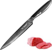 TJ POP Damasko peilis mėsai, profesionalus virtuvės peilis, 20 cm, itin aštrus virėjo peilis, japoniškas VG-10 peilis, geras sukibimas, neslystanti G10 rankena
