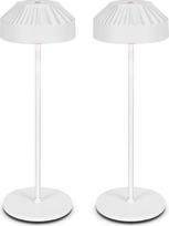 TL16 VIOA belaidė baterijinė LED stalo lempa, 2 vnt. rinkinys | 25 cm LED stalo lempa iš vientiso aliuminio, skirta miegamajam, svetainei, valgomajai ir terasai, IP54, 2600 mAh, balta