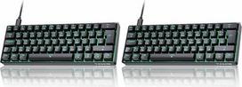 TMKB T61SE mechaninė žaidimų klaviatūra su vokišku QWERTZ išdėstymu, mėlynaisiais jungikliais, juodos spalvos (2 vnt. rinkinys)