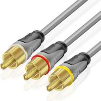 TNP RCA AV kabelis, 3 RCA jungtys, 1 m, vaizdo ir garso RCA kabelis, kompozicinis 3x RCA į 3x RCA (vyriškos jungtys) kabelis, skirtas stereo stiprintuvui, namų kino sistemai, televizoriui, DVD/Blu-Ray grotuvui, Hi-Fi sistemoms