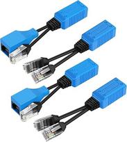 TNP RJ45 skirstytuvo rinkinys, 2 poros, RJ45 Ethernet prievado skirstytuvas (vyriškas į moterišką), UPOE kabelis, Y formos skirstytuvas, PoE duomenų adapteris, LAN Ethernet prailginimas, Cat5, Cat5e, Cat6, skirtas apsaugos kameroms