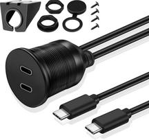 TNP USB C 3.0 įmontuojamas kabelis, dvigubas USB prailginimo kabelis (6 pėdų), skirtas montuoti ant automobilio prietaisų skydelio su tvirtinimo elementu, 2 jungtys, „Type C“ vyriškos į moteriškos jungties adapteris, skirtas laivams ir jūrai