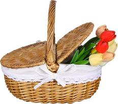 Toddmomy Pack of 1 Pinti krepšiai su rankena, pikniko krepšys su dangčiu ir įdėklu, senovinio stiliaus grybų krepšys piknikui, stovyklavimui lauke, skirtas 2 žmonėms